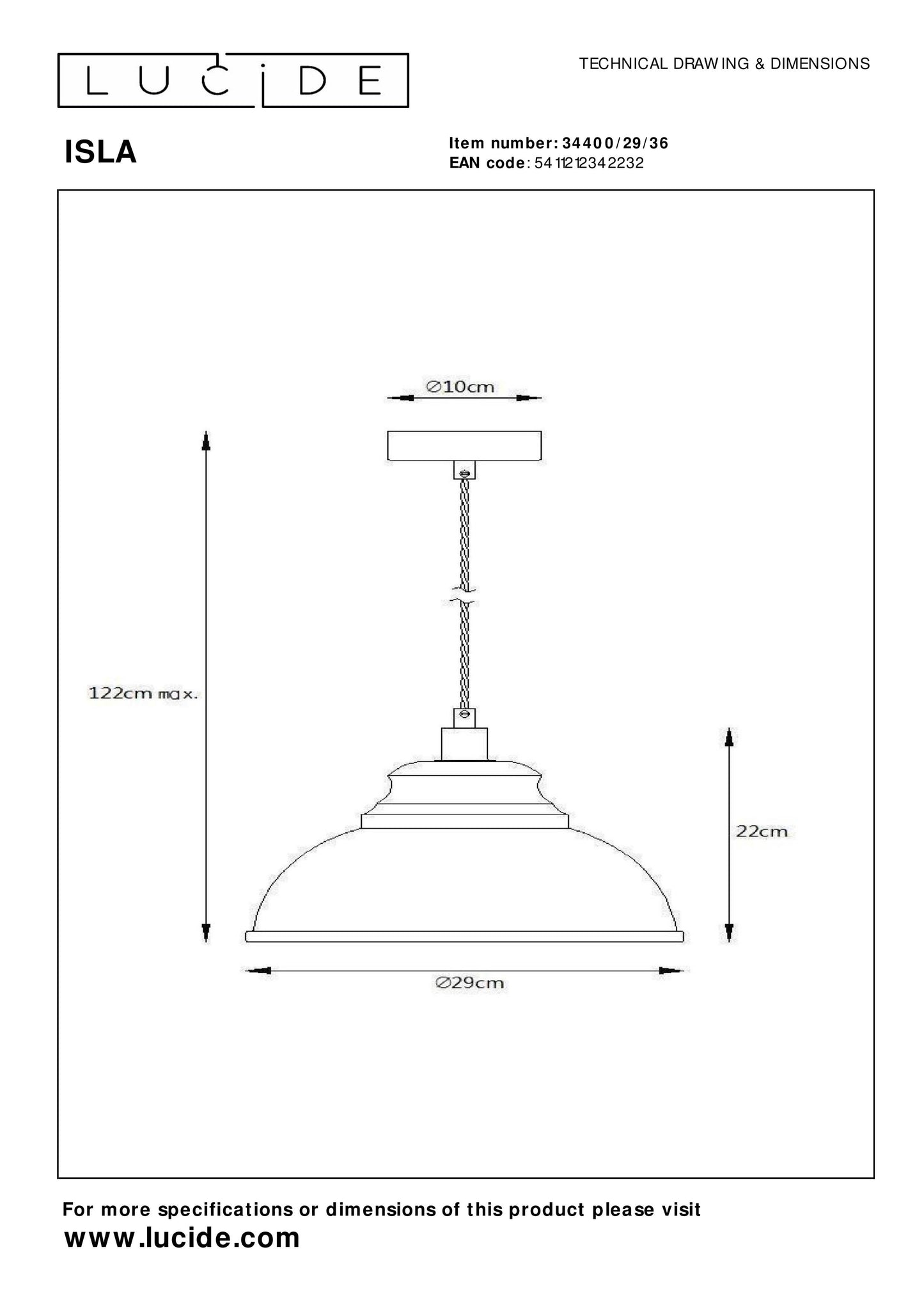 Lucide ISLA - Pendant light - Ø 29 cm - 1xE14 - Grey