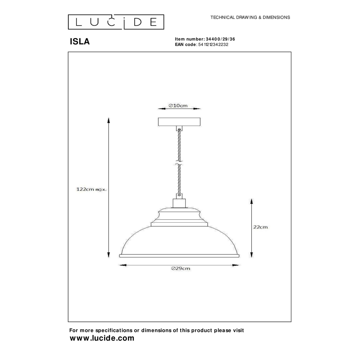 Lucide ISLA - Pendant light - Ø 29 cm - 1xE14 - Grey