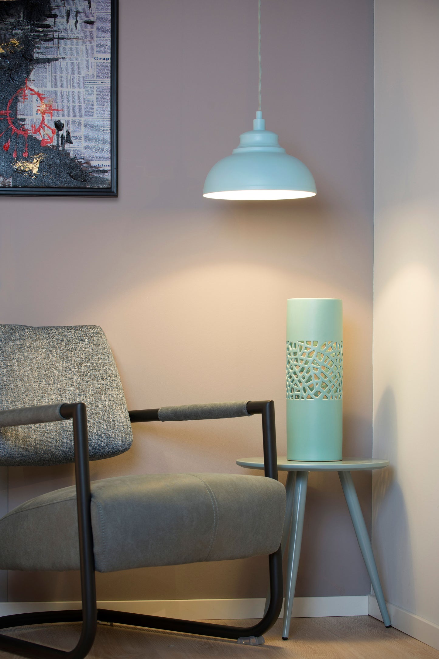 Lucide ISLA - Pendant light - Ø 29 cm - 1xE14 - Pastel Blue