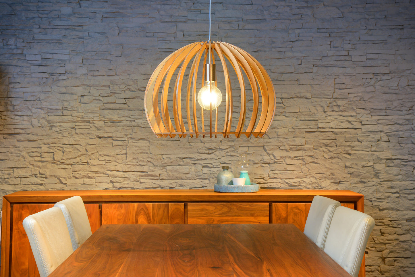 Lucide BOUNDE - Pendant light - Ø 50 cm - 1xE27 - Light wood