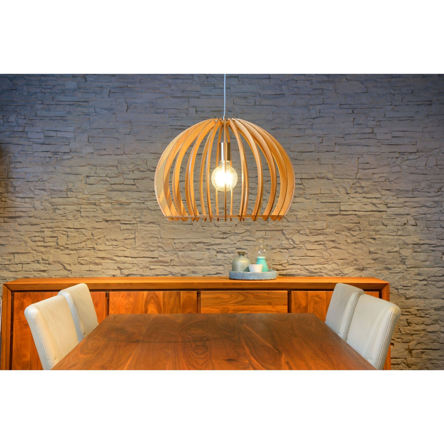 Lucide BOUNDE - Pendant light - Ø 50 cm - 1xE27 - Light wood