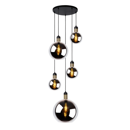 Lucide JULIUS - Pendant light - 5xE27 - Smoke Grey