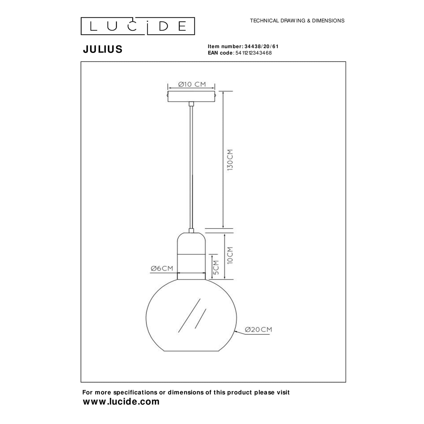 Lucide JULIUS - Pendant light - Ø 20 cm - 1xE27 - Opal