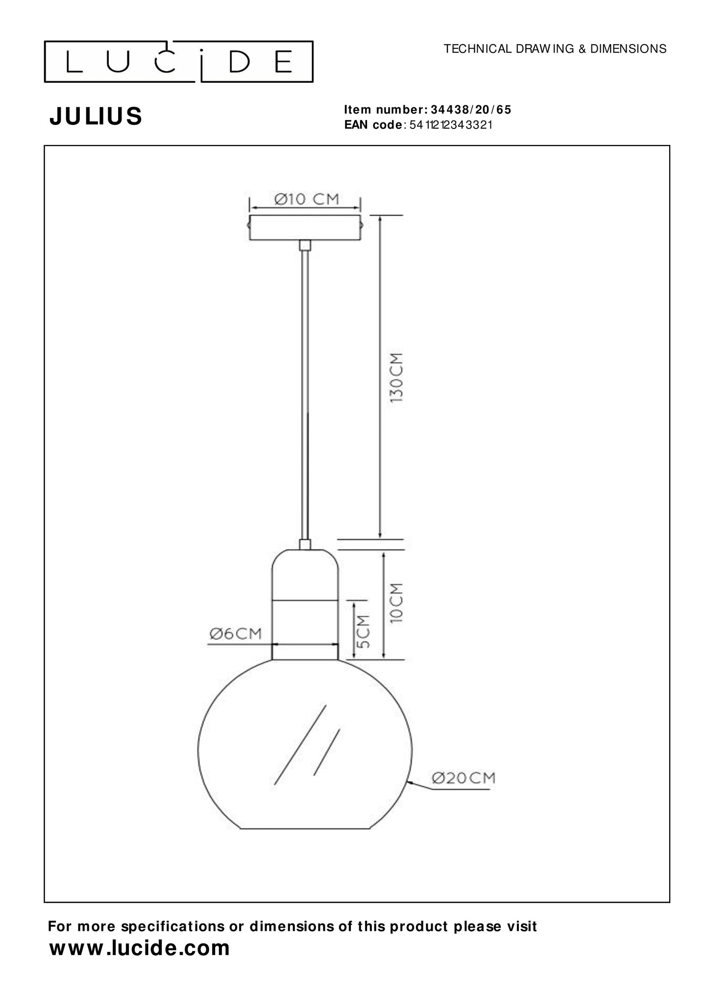 Lucide JULIUS - Pendant light - Ø 20 cm - 1xE27 - Smoke Grey