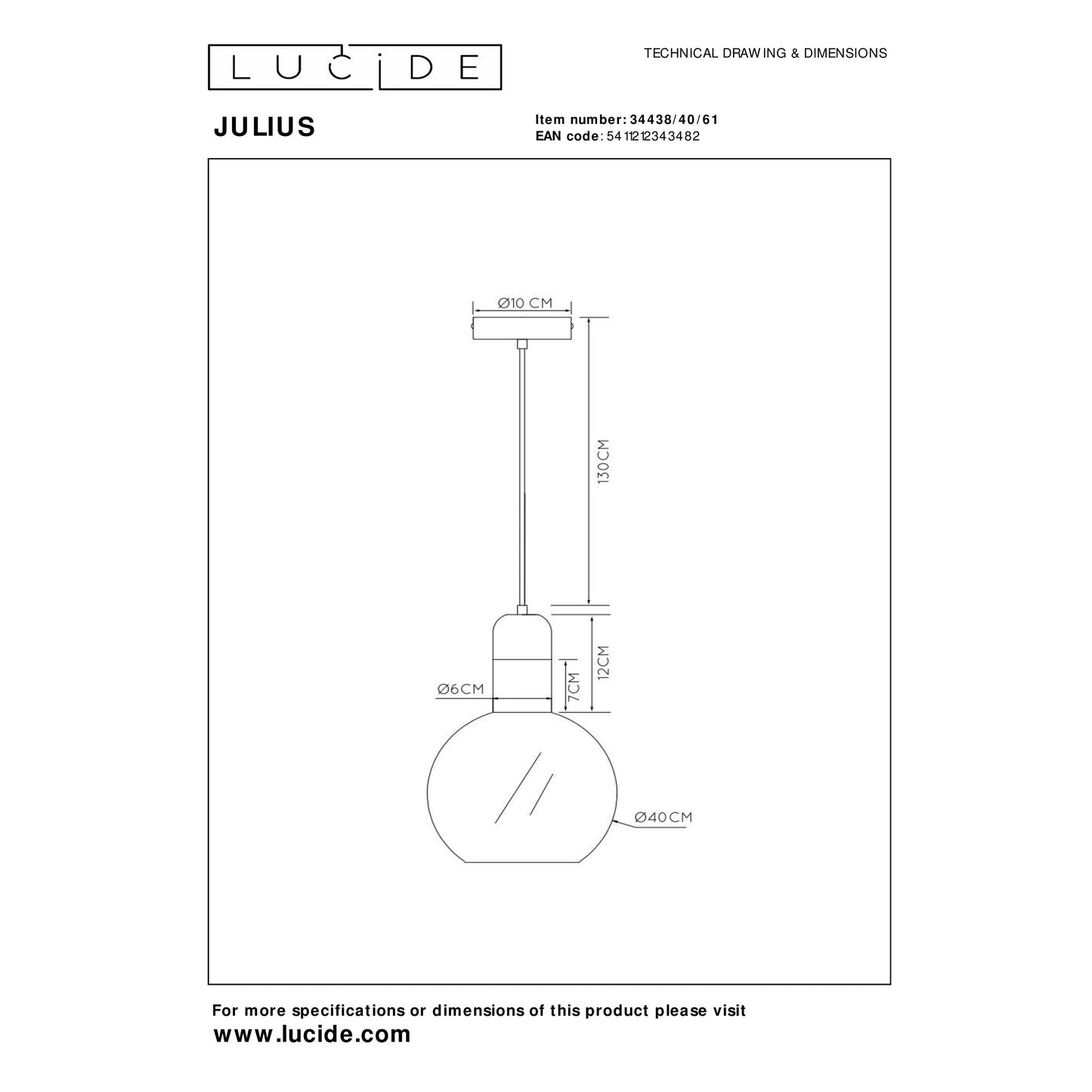 Lucide JULIUS - Pendant light - Ø 40 cm - 1xE27 - Opal