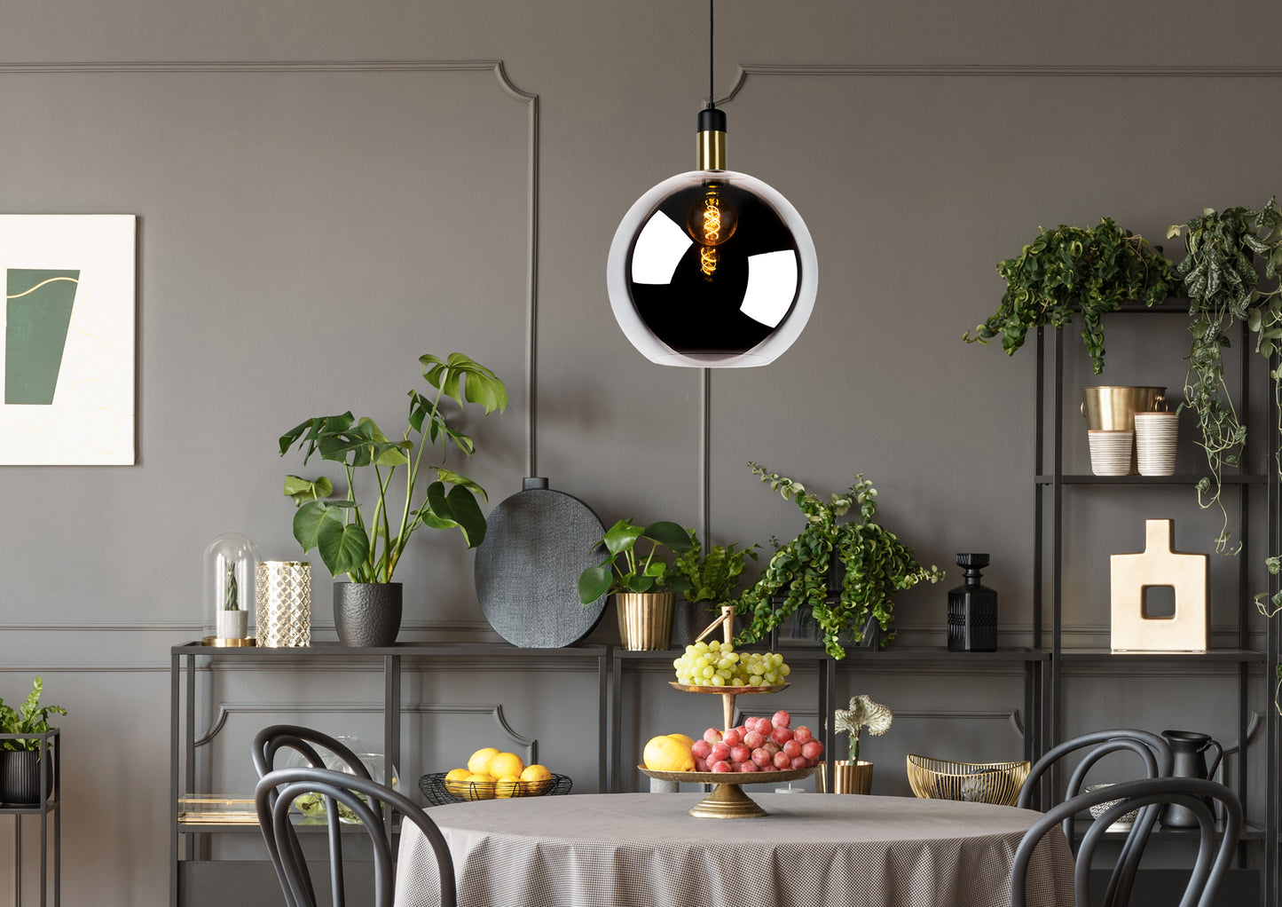 Lucide JULIUS - Pendant light - Ø 40 cm - 1xE27 - Smoke Grey