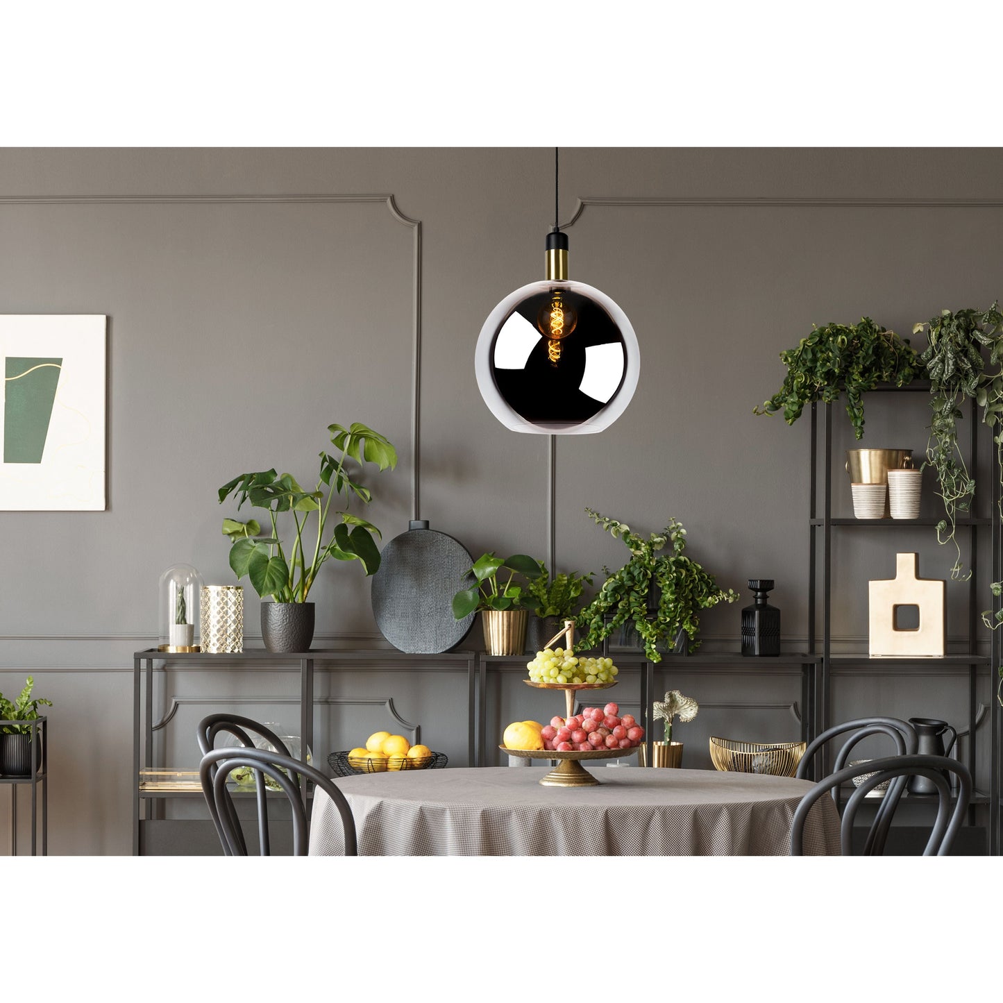 Lucide JULIUS - Pendant light - Ø 40 cm - 1xE27 - Smoke Grey