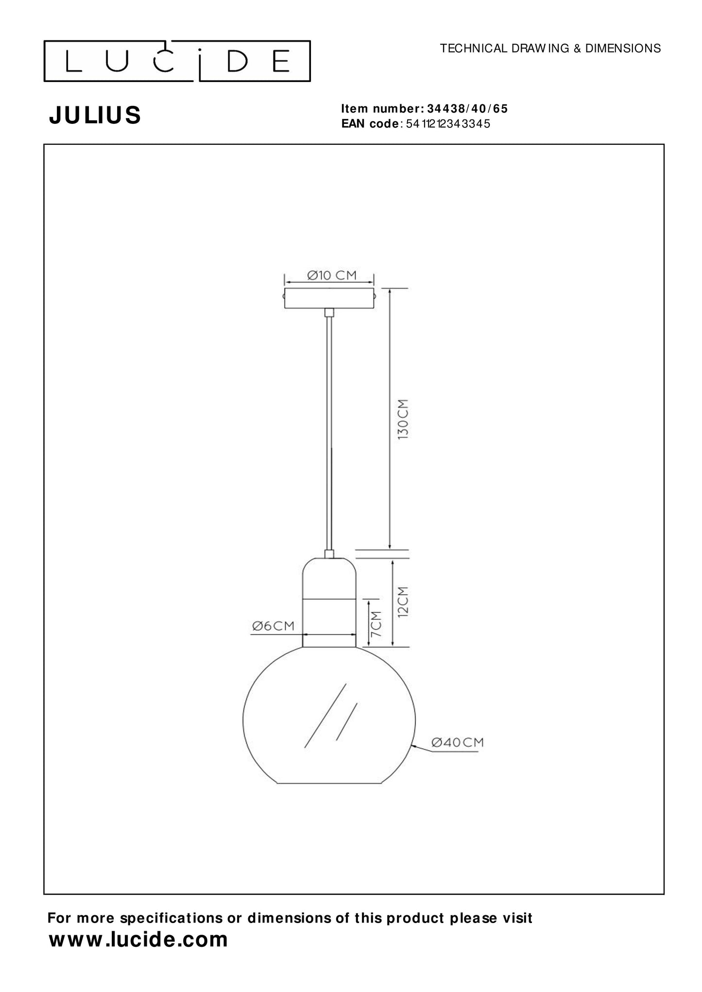 Lucide JULIUS - Pendant light - Ø 40 cm - 1xE27 - Smoke Grey