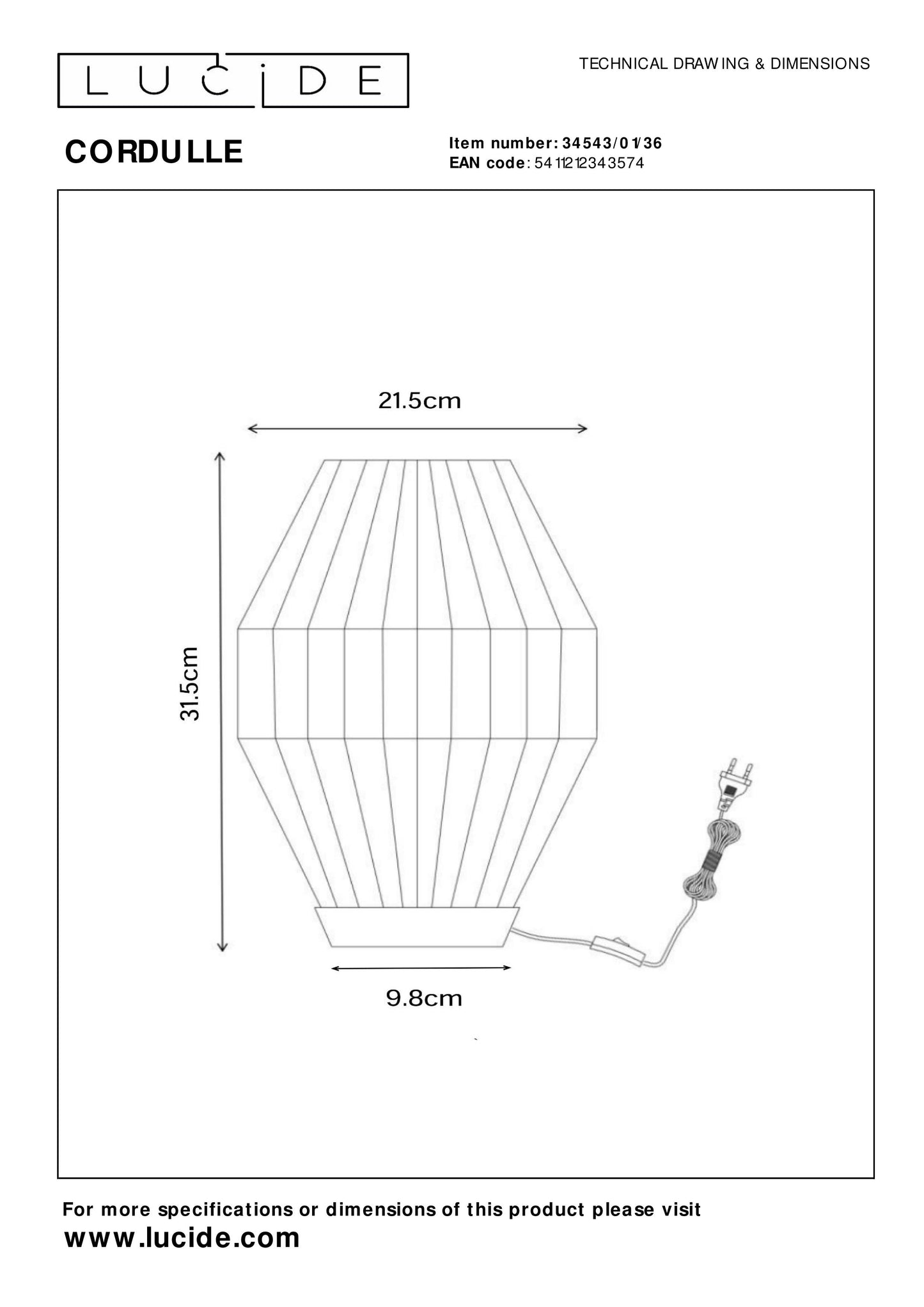 Lucide CORDULLE - Table lamp - 1xE27 - Grey