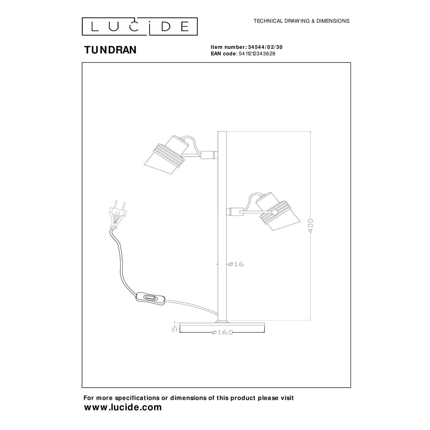 Lucide TUNDRAN - Table lamp - 2xGU10 - Black