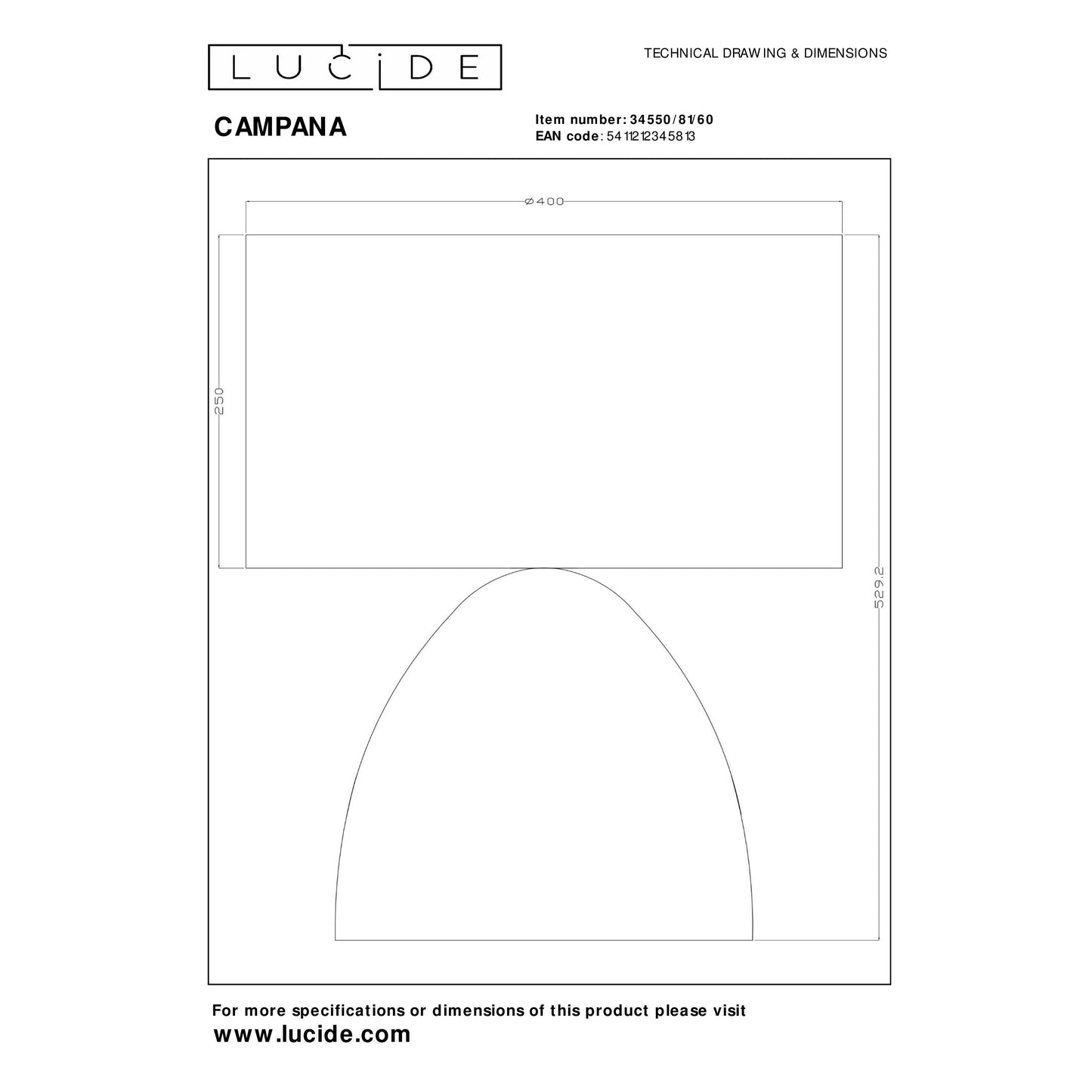 Lucide CAMPANA - Table lamp - 1x E27 - Transparant