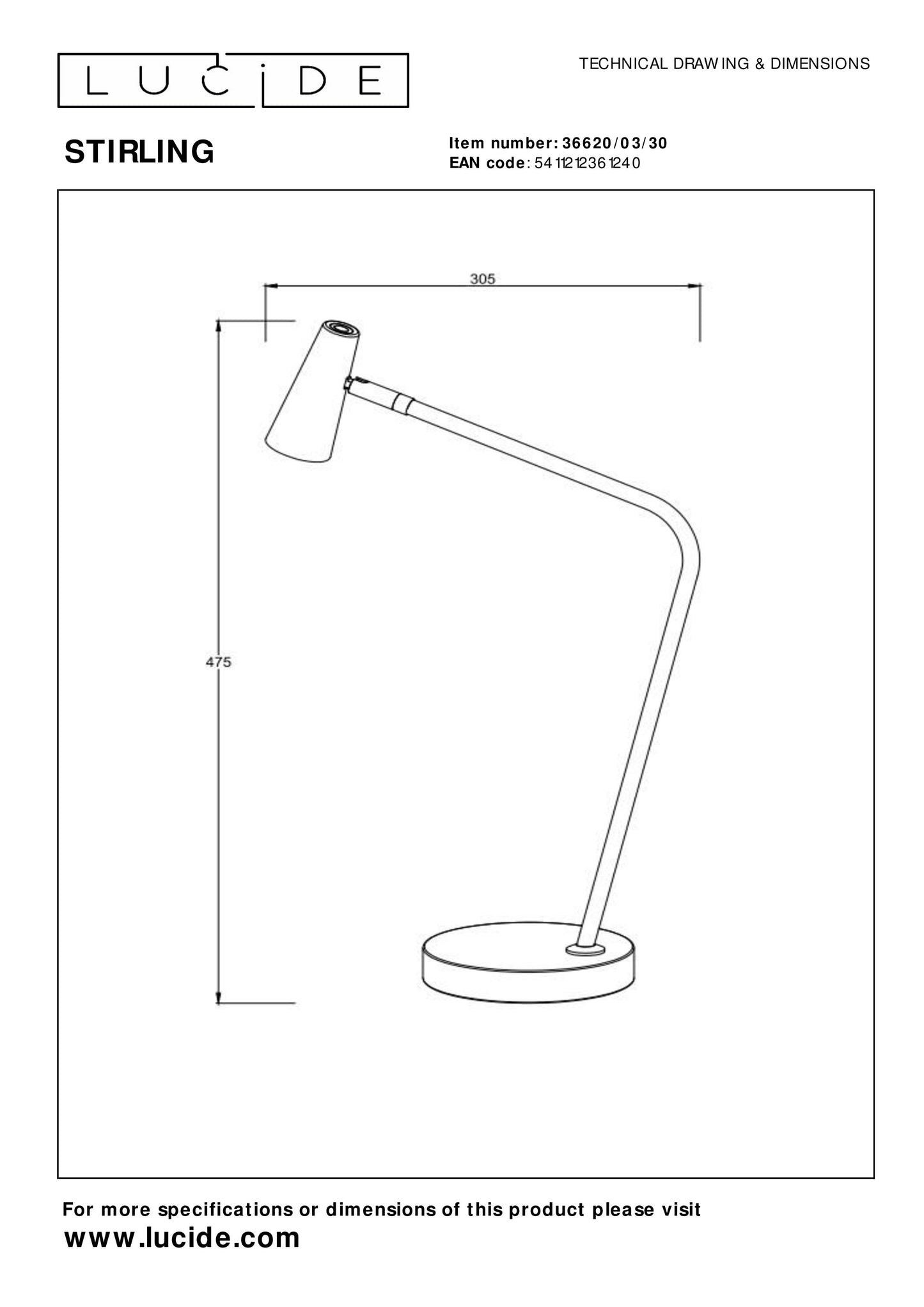 Lucide STIRLING - Rechargeable Table lamp - Battery pack/batteries - LED Dim. - 1x3W 2700K - 3 StepDim - Black