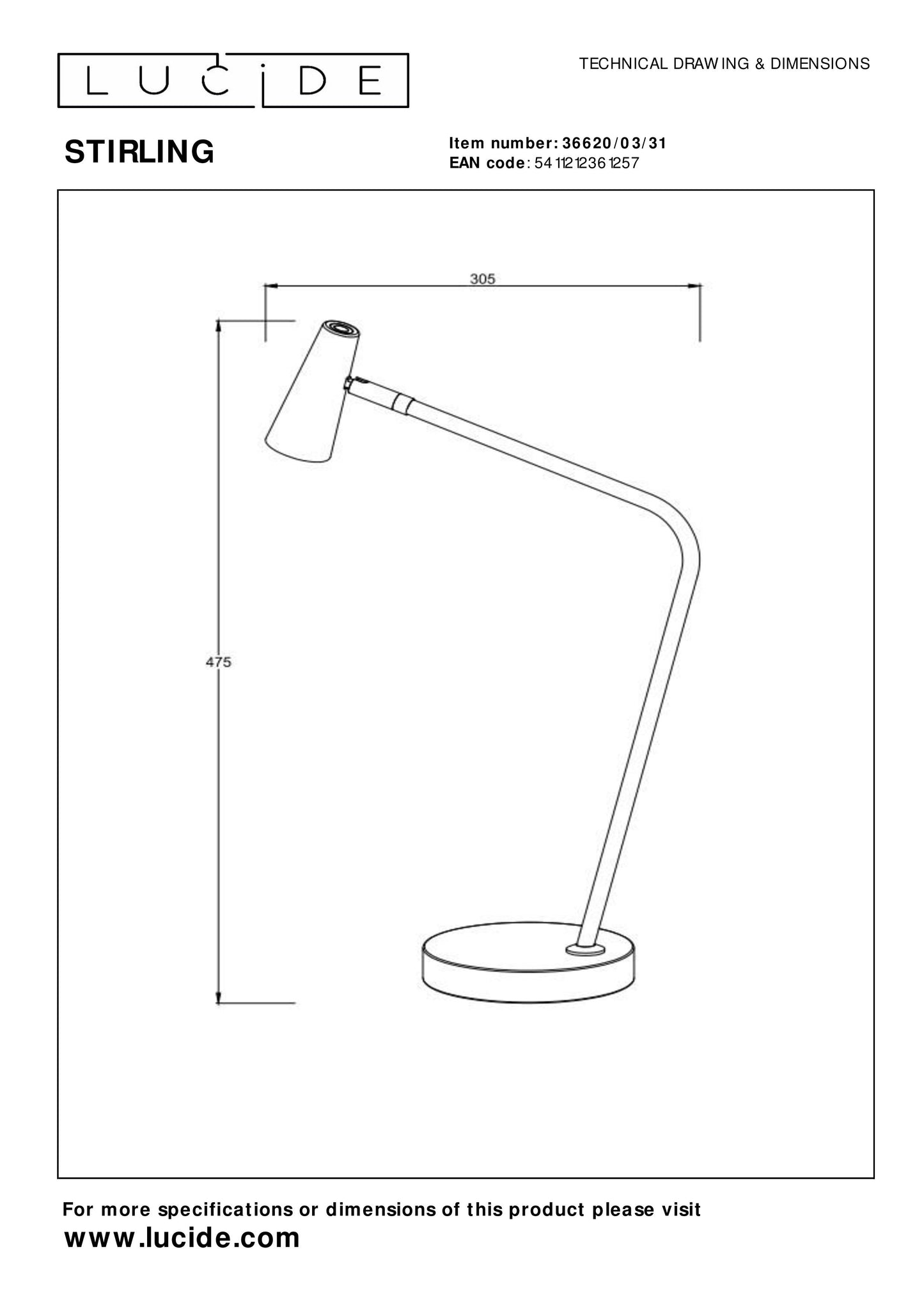 Lucide STIRLING - Rechargeable Table lamp - Battery pack/batteries - LED Dim. - 1x3W 2700K - 3 StepDim - White