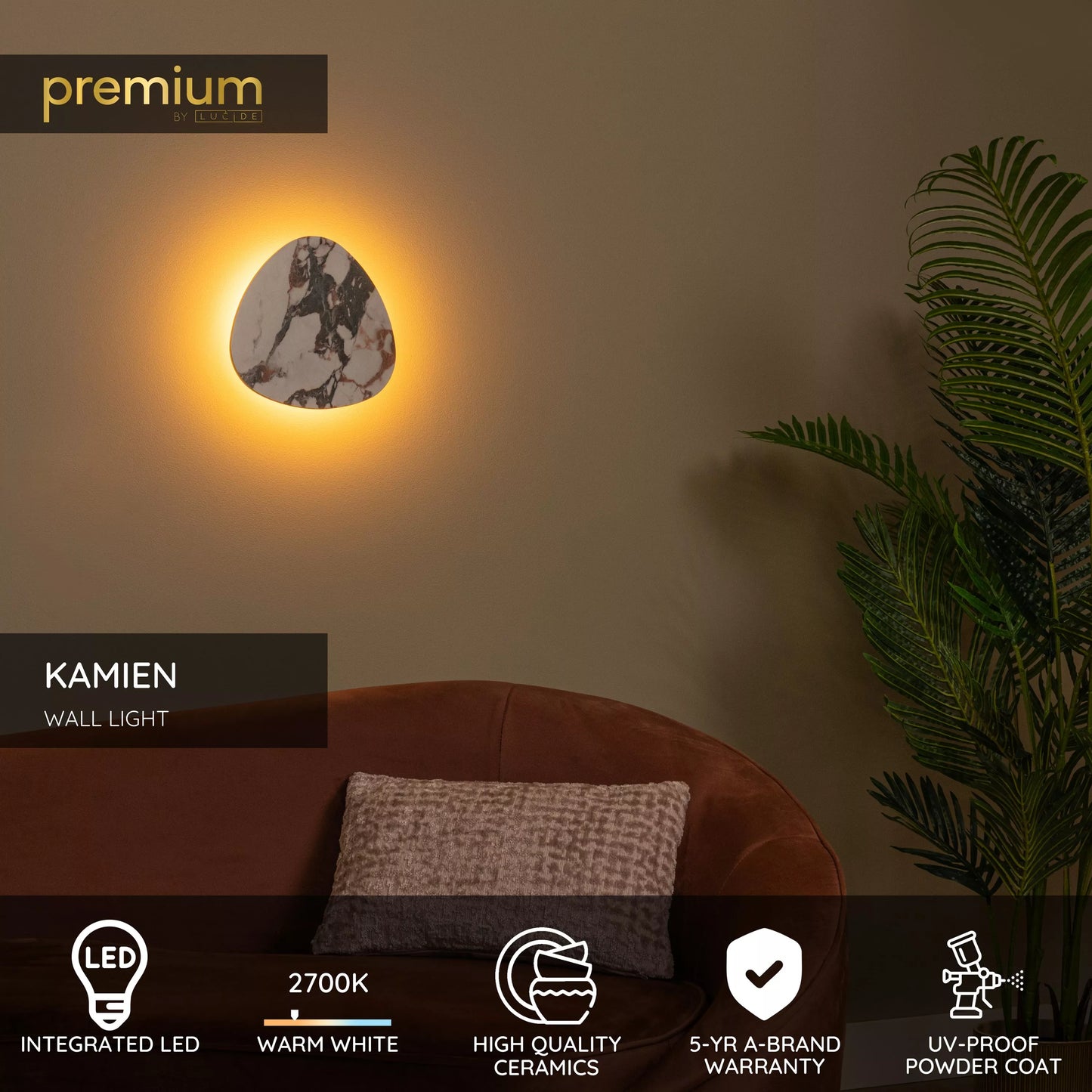 Lucide KAMIEN - Wall light - LED - 1x11W 2700K - White | Premium