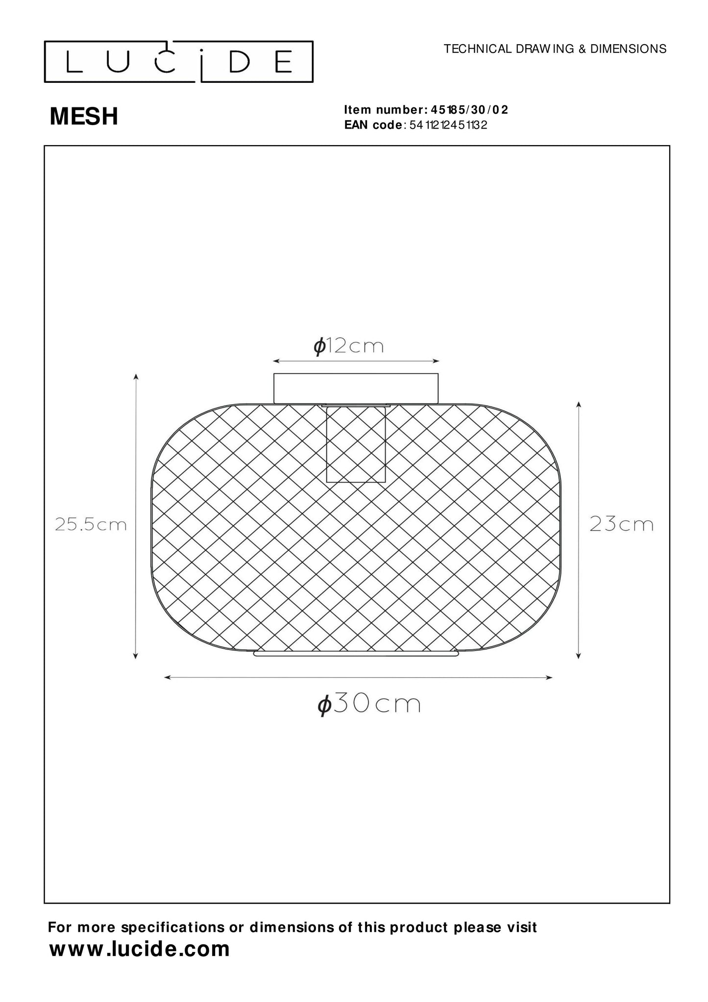 Lucide MESH - Flush ceiling light - Ø 30 cm - 1xE27 - Matt Gold / Brass