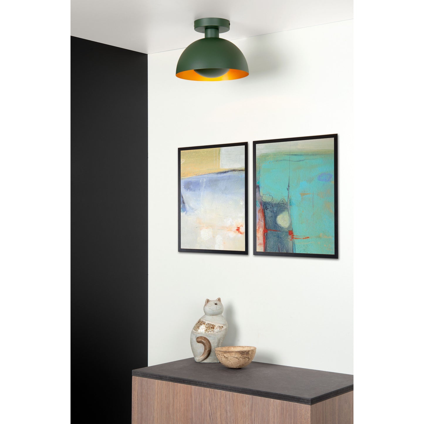 Lucide SIEMON - Flush ceiling light - Ø 25 cm - 1xE27 - Green