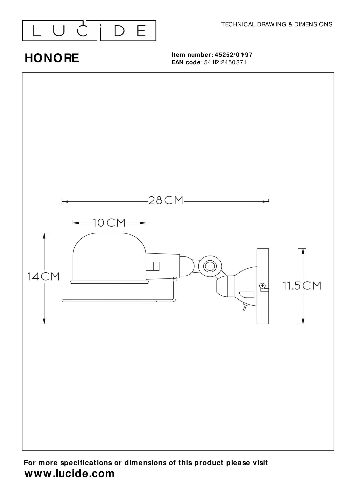 Lucide HONORE - Wall light - 1xE14 - Rust Brown