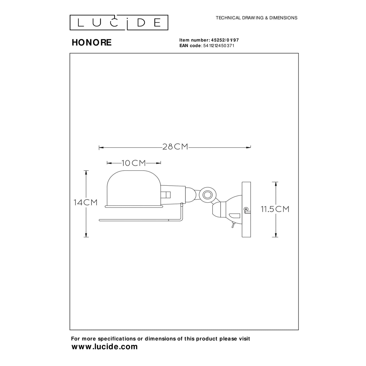 Lucide HONORE - Wall light - 1xE14 - Rust Brown