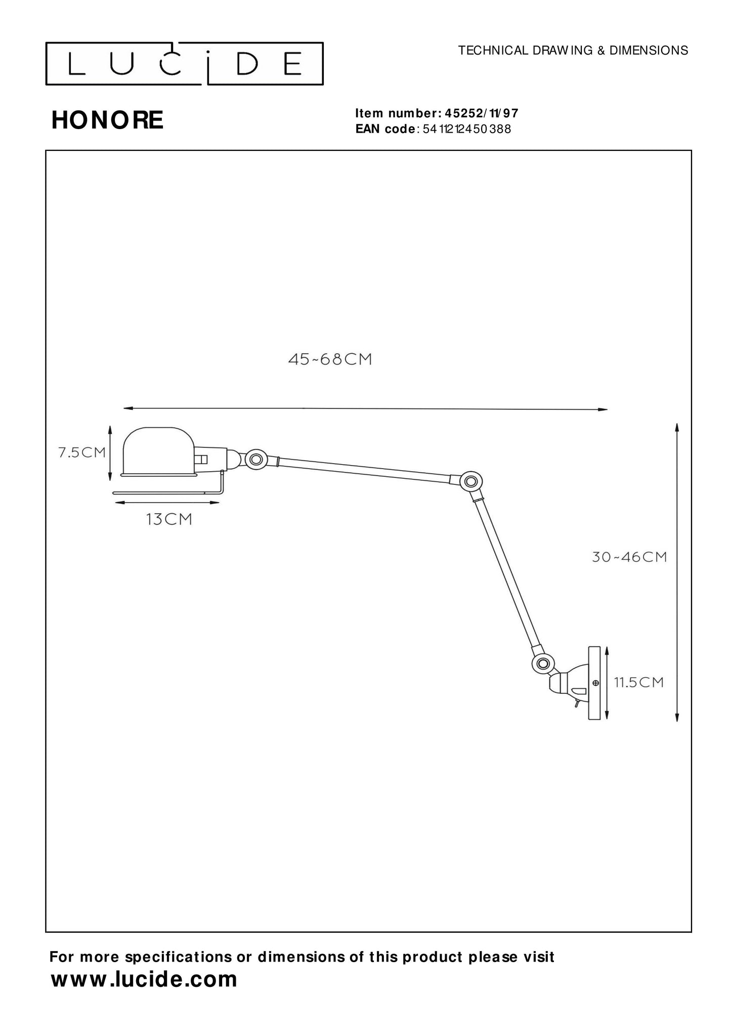 Lucide HONORE - Wall light - 1x E14 - Rust Brown