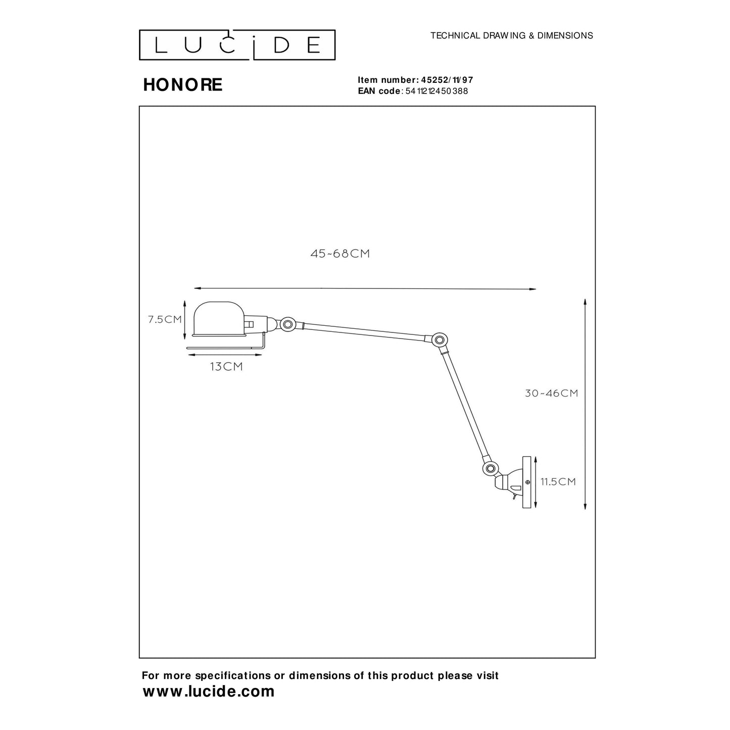 Lucide HONORE - Wall light - 1x E14 - Rust Brown