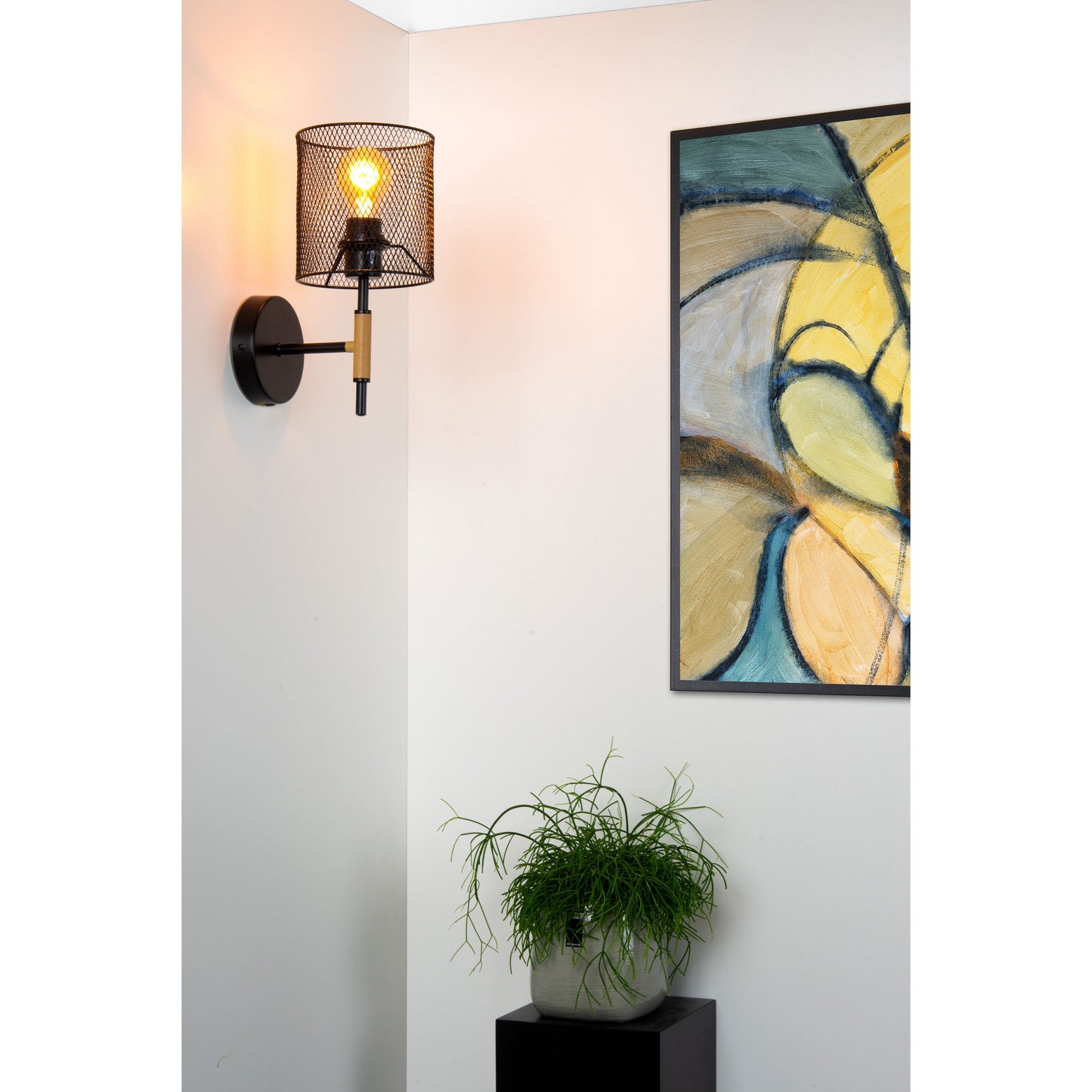 Lucide BASKETT - Wall light - 1xE27 - Black