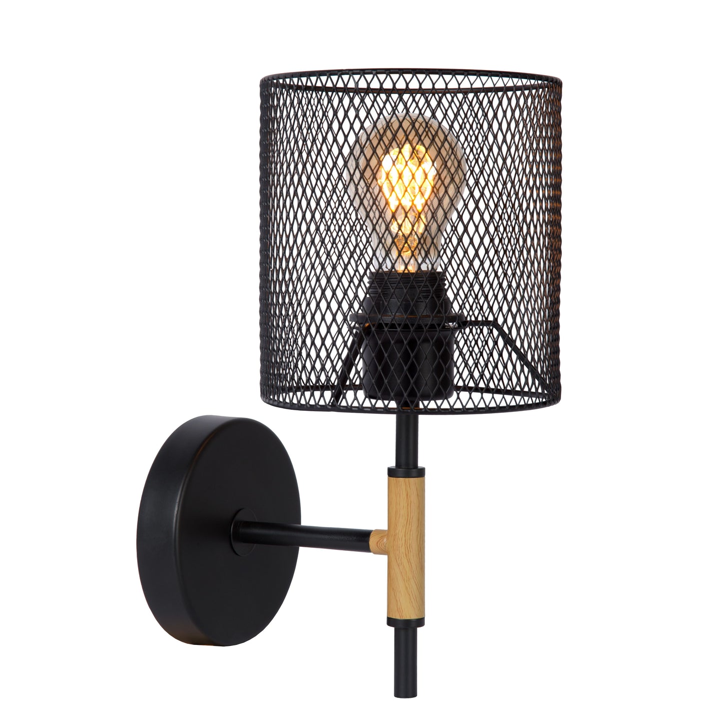 Lucide BASKETT - Wall light - 1xE27 - Black