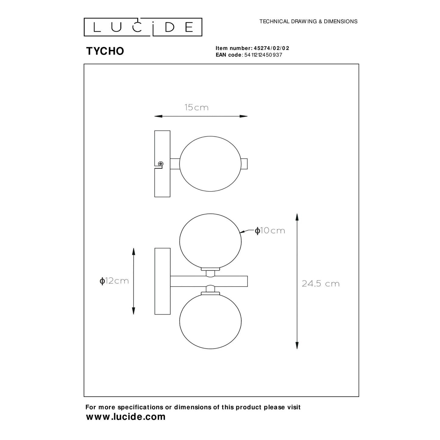 Lucide TYCHO - Wall light - 2xG9 - Matt Gold / Brass