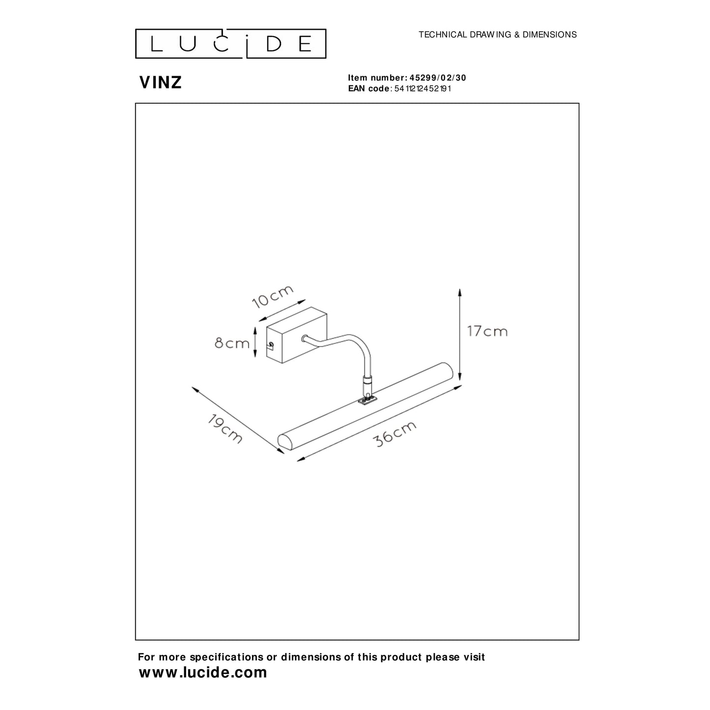 Lucide VINZ - Picture light - 2xG9 - Black