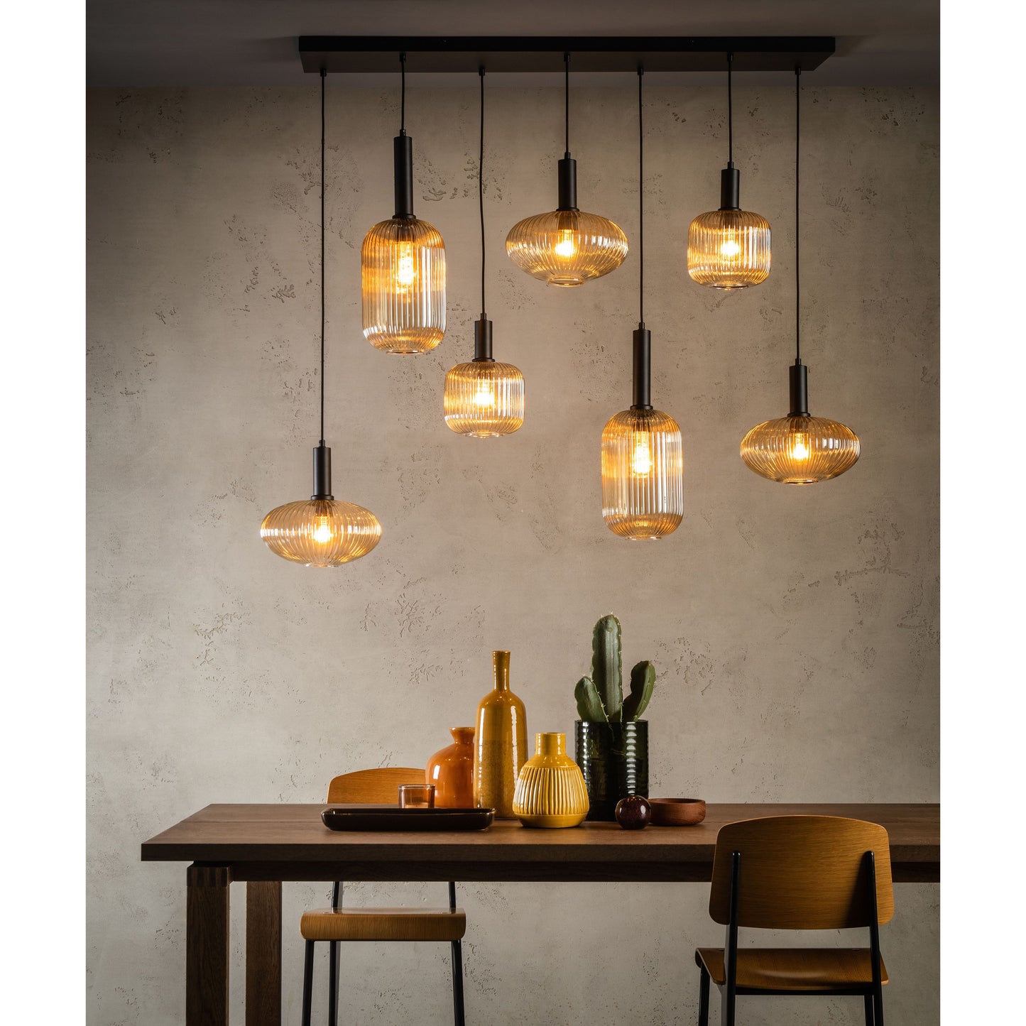 Lucide MALOTO - Pendant light - 7xE27 - Amber