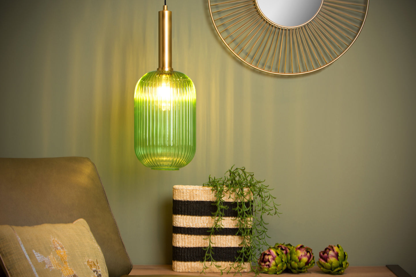 Lucide MALOTO - Pendant light - Ø 20 cm - 1xE27 - Green