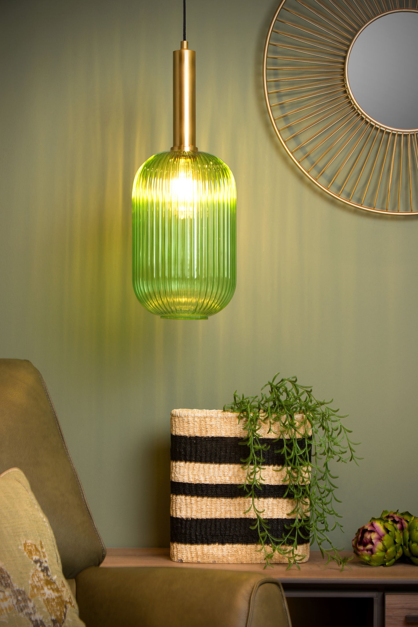 Lucide MALOTO - Pendant light - Ø 20 cm - 1xE27 - Green