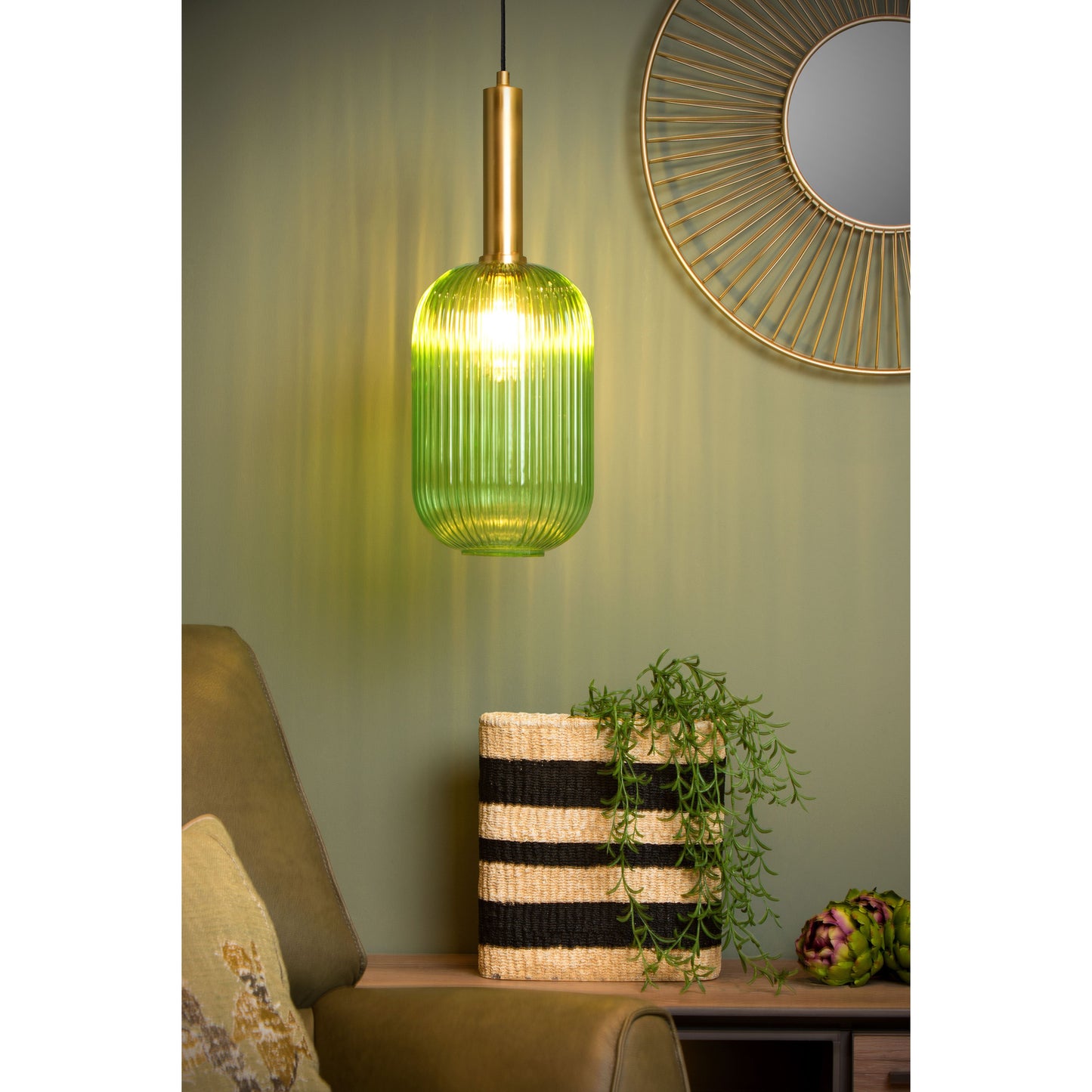 Lucide MALOTO - Pendant light - Ø 20 cm - 1xE27 - Green