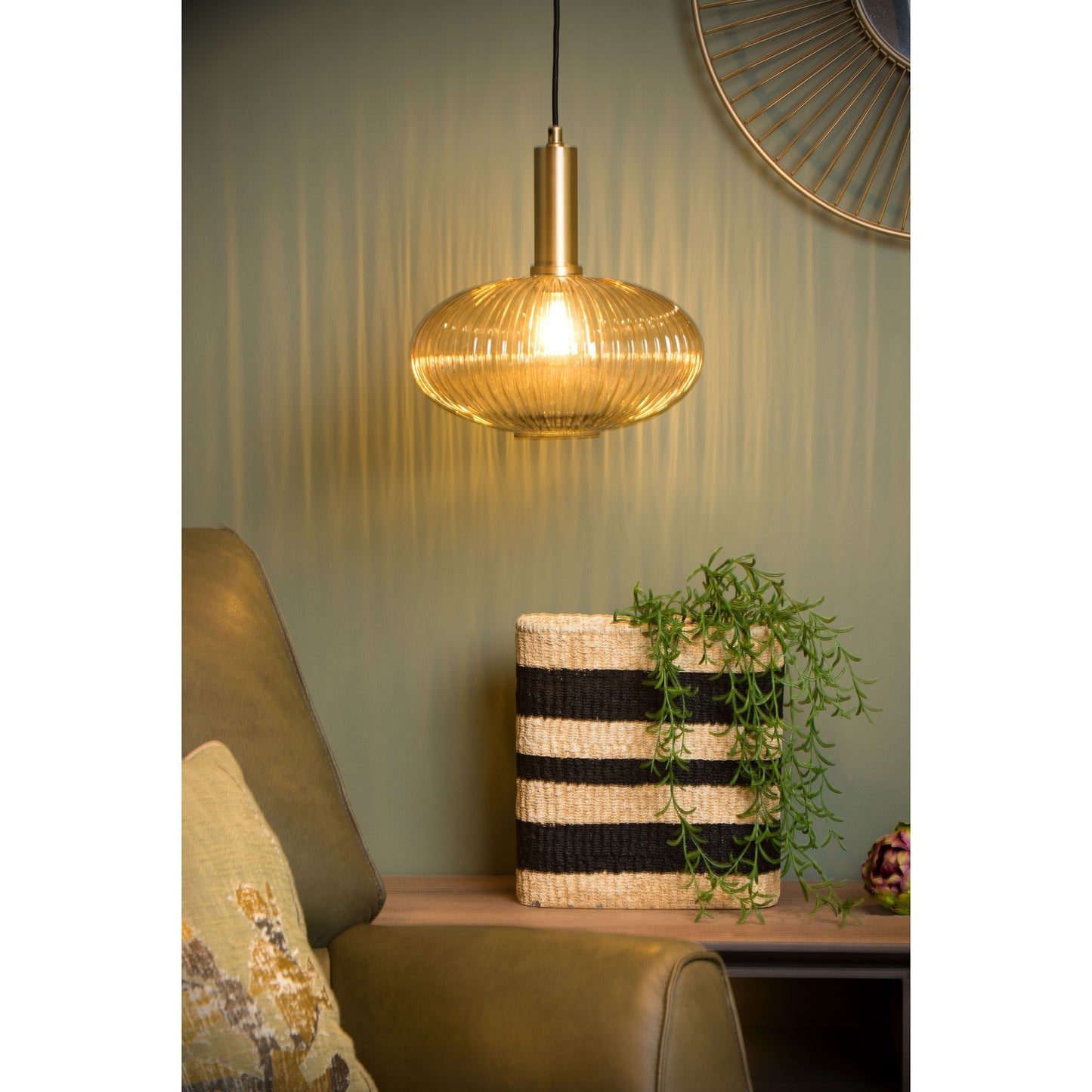 Lucide MALOTO - Pendant light - Ø 30 cm - 1xE27 - Amber