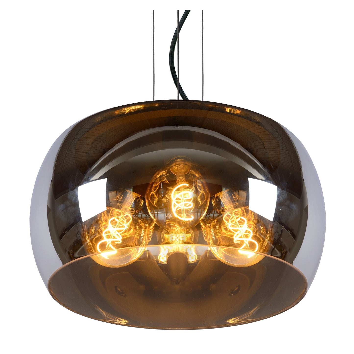 Lucide OLIVIA - Pendant light - Ø 40 cm - 3xE27 - Smoke Grey