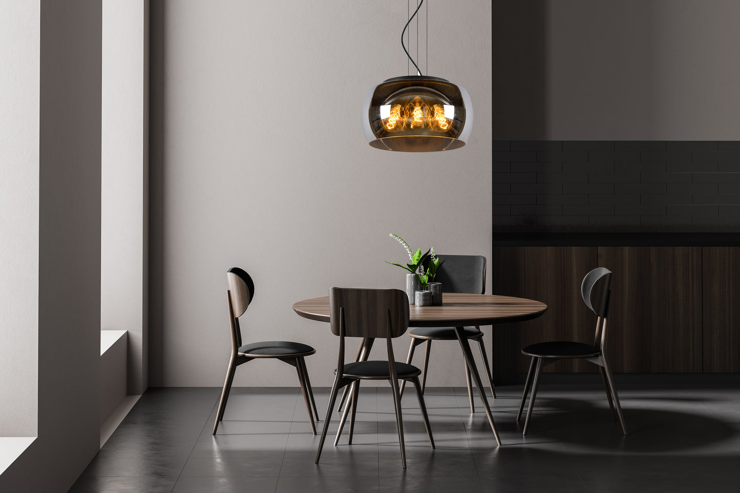 Lucide OLIVIA - Pendant light - Ø 40 cm - 3xE27 - Smoke Grey