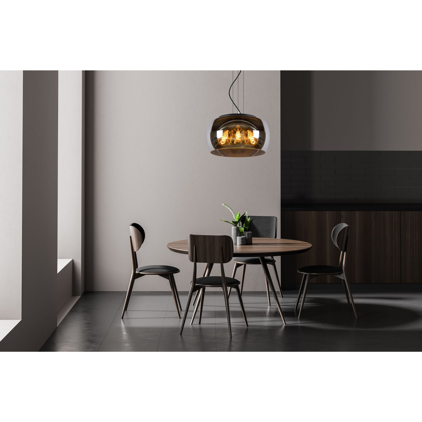 Lucide OLIVIA - Pendant light - Ø 40 cm - 3xE27 - Smoke Grey