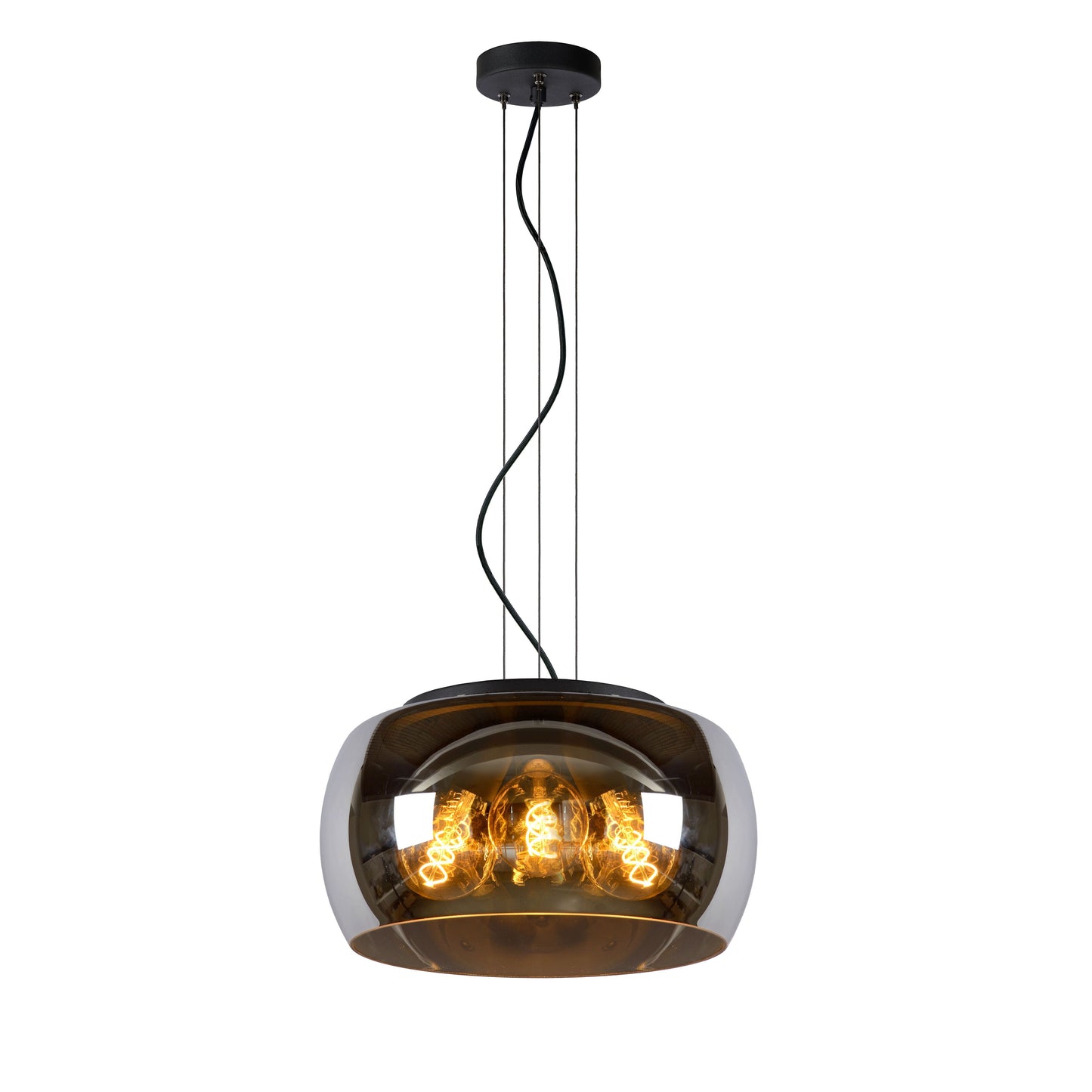 Lucide OLIVIA - Pendant light - Ø 40 cm - 3xE27 - Smoke Grey