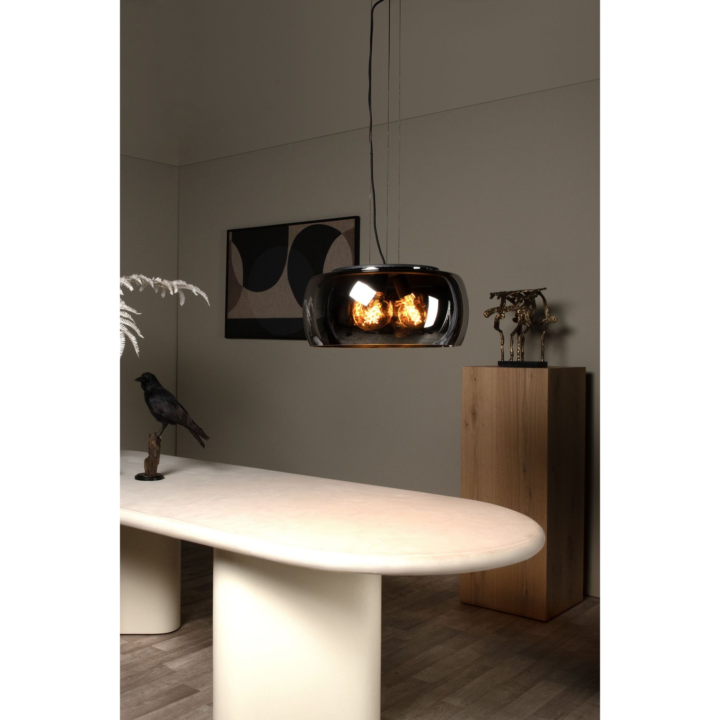 Lucide OLIVIA - Pendant light - Ø 50 cm - 3xE27 - Smoke Grey