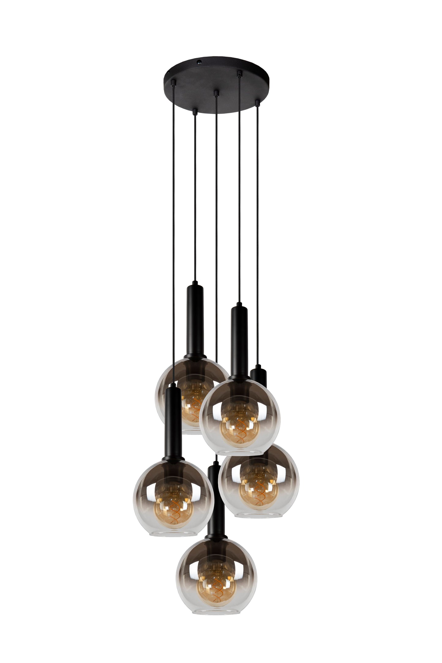 Lucide MARIUS - Pendant light - Ø 55 cm - 5xE27 - Black