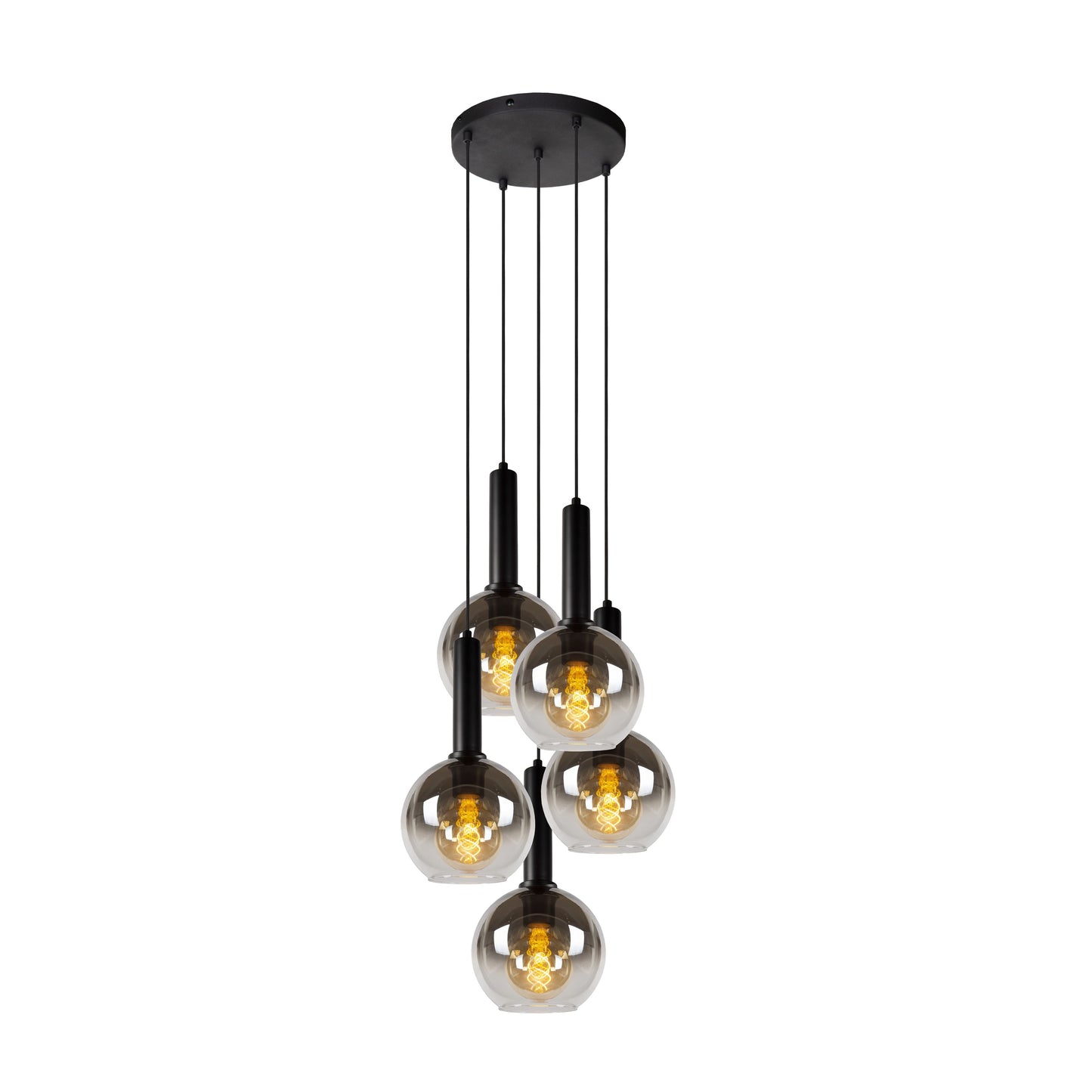 Lucide MARIUS - Pendant light - Ø 55 cm - 5xE27 - Black