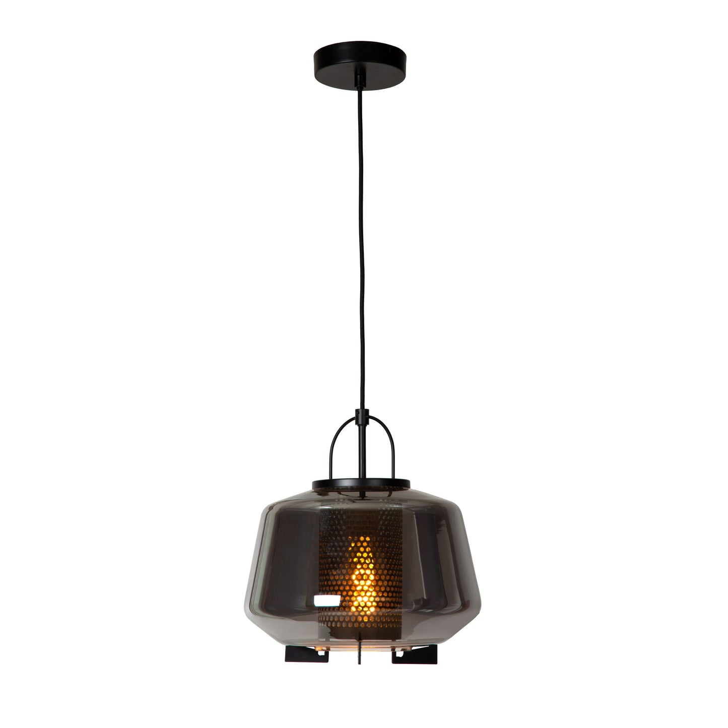 Lucide SISKA - Pendant light - 1xE27 - Smoke Grey