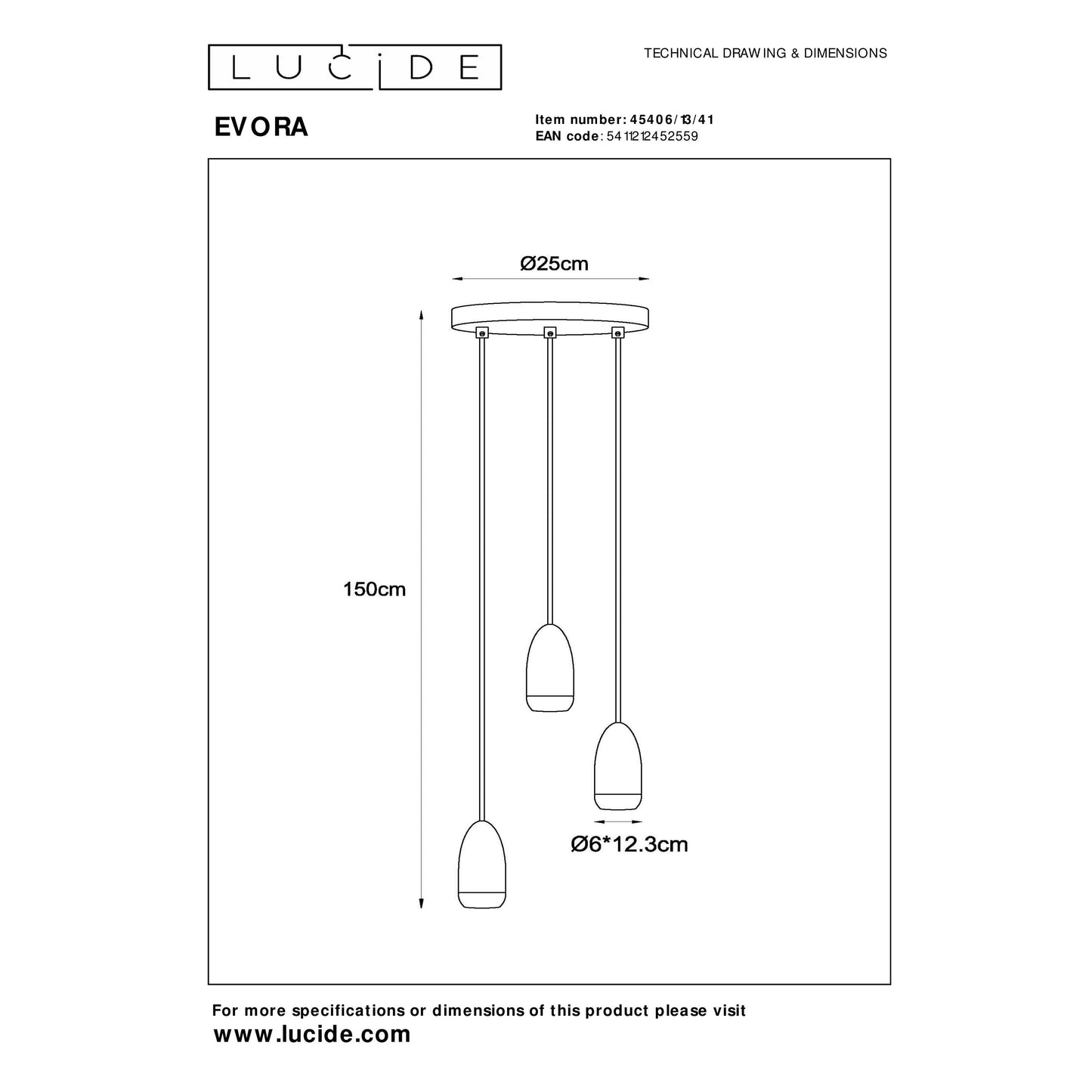 Lucide EVORA - Pendant light - Ø 25 cm - 3xGU10 - Taupe