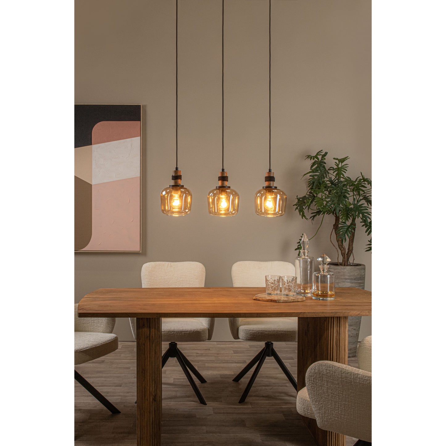 Lucide ILONA - Pendant light - 3xE27 - Amber