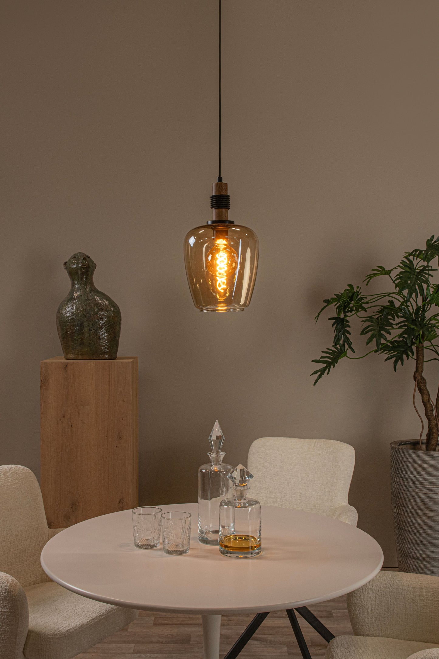 Lucide ILONA - Pendant light - Ø 22 cm - 1xE27 - Amber