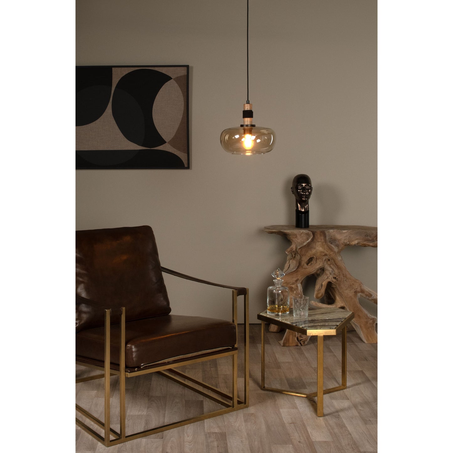 Lucide ILONA - Pendant light - Ø 30 cm - 1xE27 - Amber