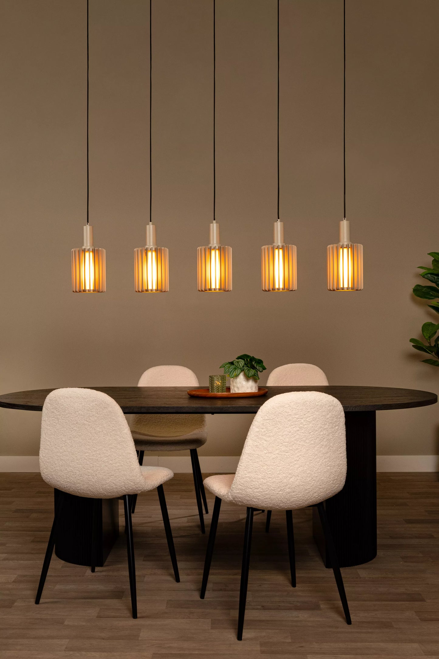 Lucide LAMBRES - Pendant light - 5xE27 - Taupe