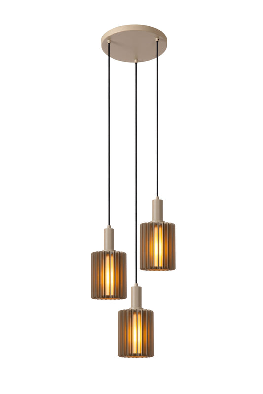 Lucide LAMBRES - Pendant light - 3xE27 - Taupe