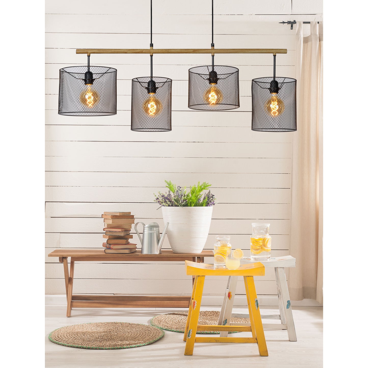 Lucide BASKETT - Pendant light - 4xE27 - Black