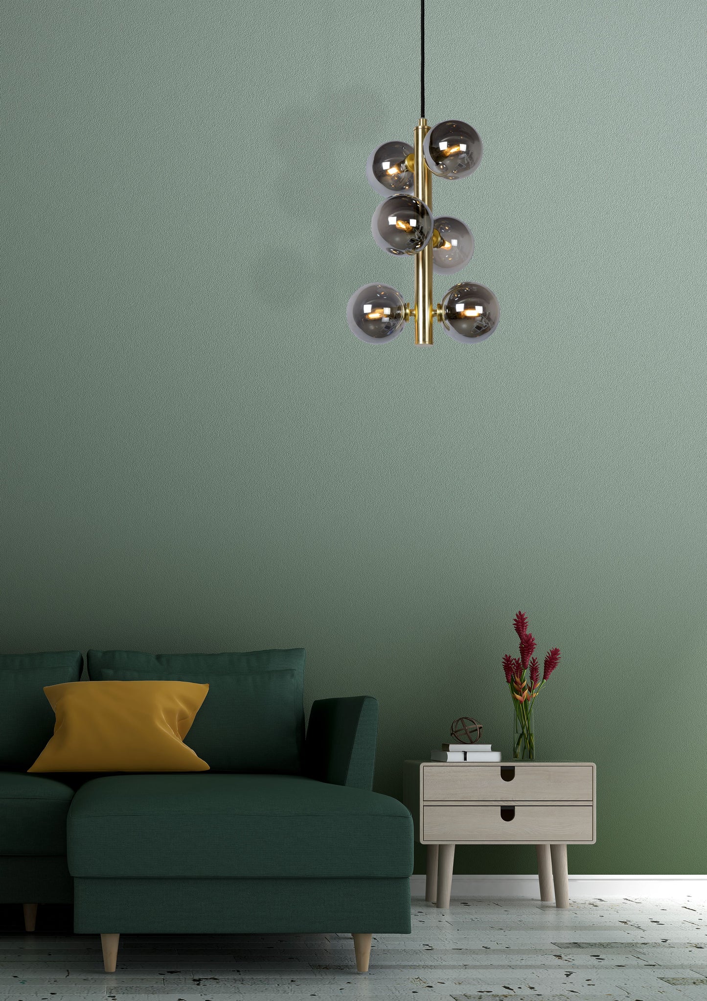 Lucide TYCHO - Pendant light - Ø 25,5 cm - 6xG9 - Matt Gold / Brass