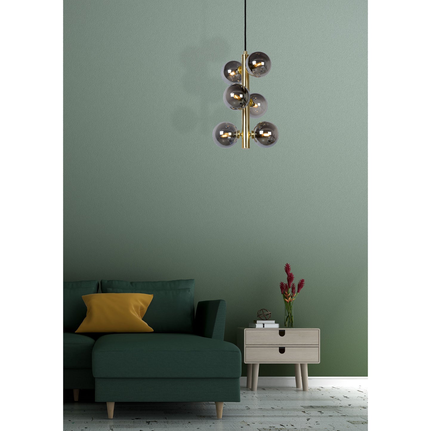 Lucide TYCHO - Pendant light - Ø 25,5 cm - 6xG9 - Matt Gold / Brass